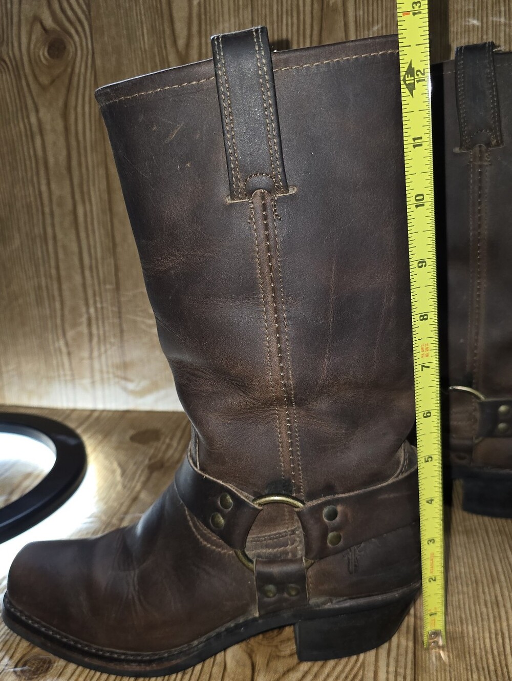 Women's Frye Brown Leather Harness Square Toe Boots Size 7.5 - Picture 14 of 16